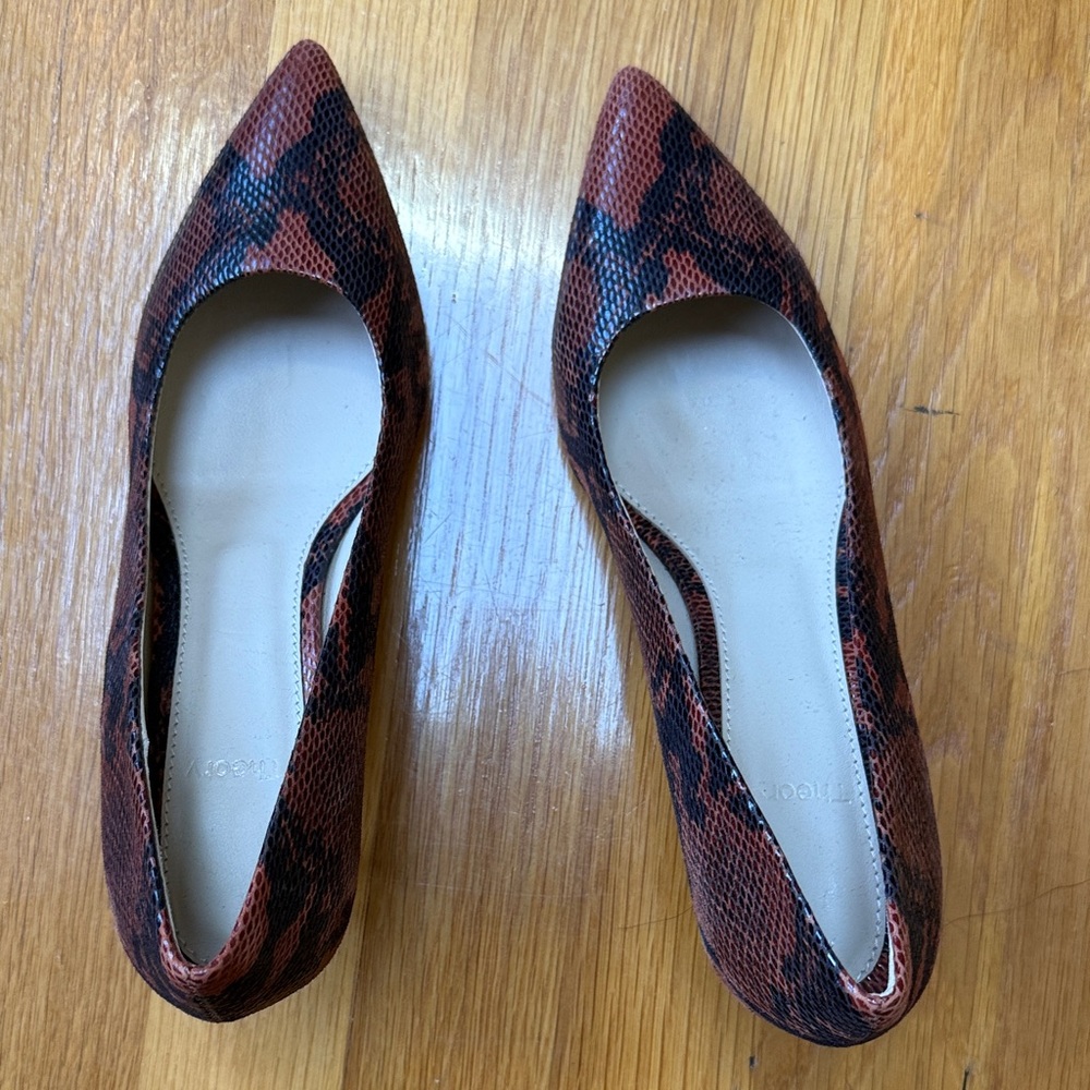 Brand New Theory Brown and Black Patterned Heels